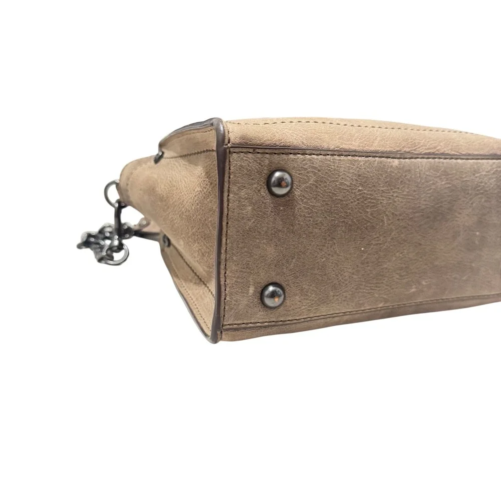Frye Taupe Leather Satchel with Chain Strap